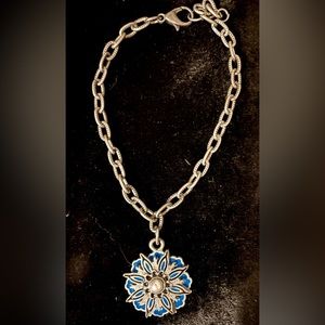 💎4 for $20💎 Handmade Silvertone Blue/Black Faux Pearl Flower Charm